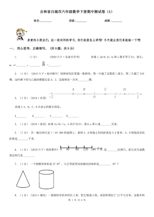 吉林省白城市六年级数学下册期中测试卷（A）