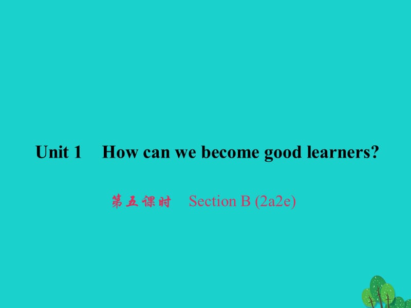 九年级英语全册 Unit 1 How can we become good learners（第5课时）Section B（2a-2e）习题课件 （新版）人教新目标版_第1页