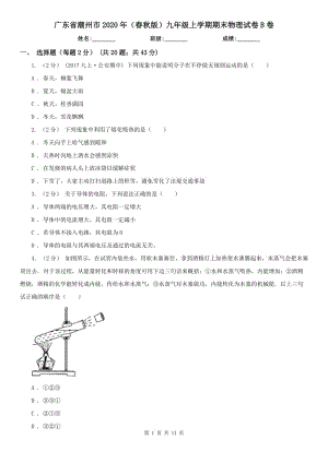 广东省潮州市2020年（春秋版）九年级上学期期末物理试卷B卷