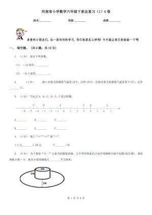 河南省小学数学六年级下册总复习（1）A卷